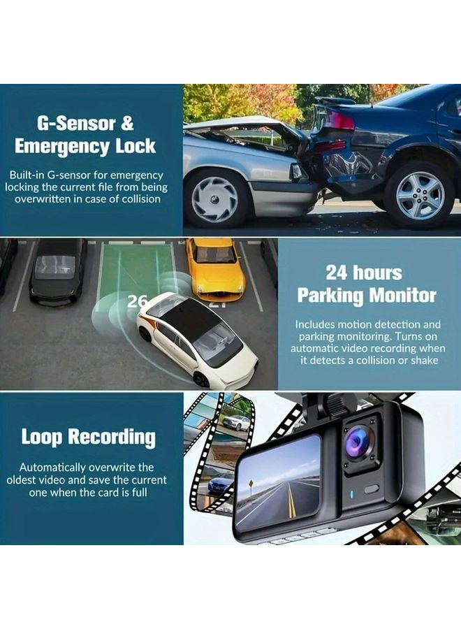 1080P Dual Channel Car Camera With 2 Lenses 32G Card Super Night Vision Loop Recording - Image 4